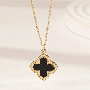 Gold and Black Spade Pendant Necklace
